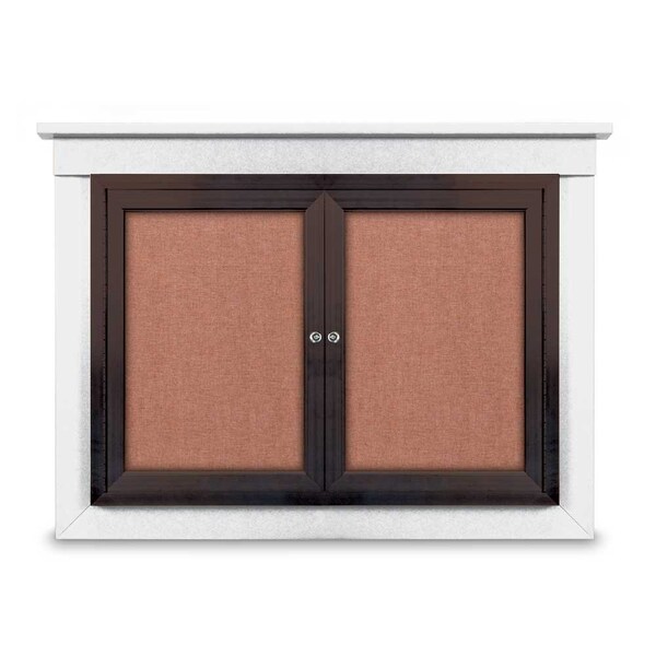 48"x36" 2-Door Enclosed Letterboard, White Vinyl/Lt Oak